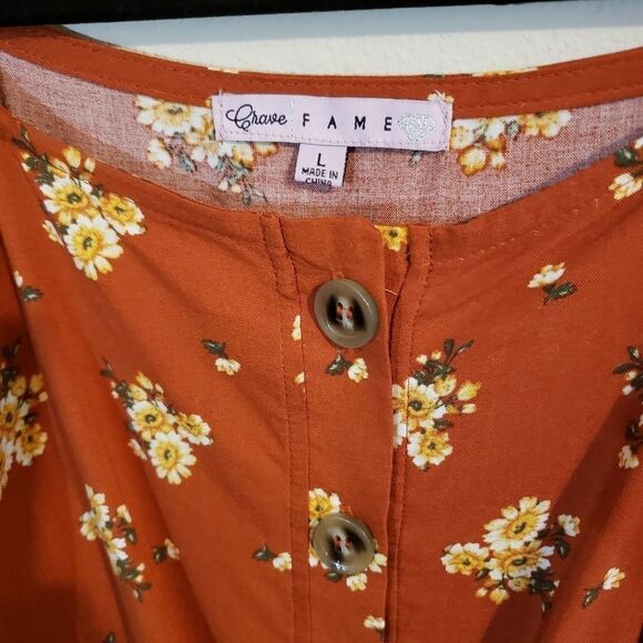 Crave Fame Large floral ruffle sleeves button fron - Picture 4 of 5